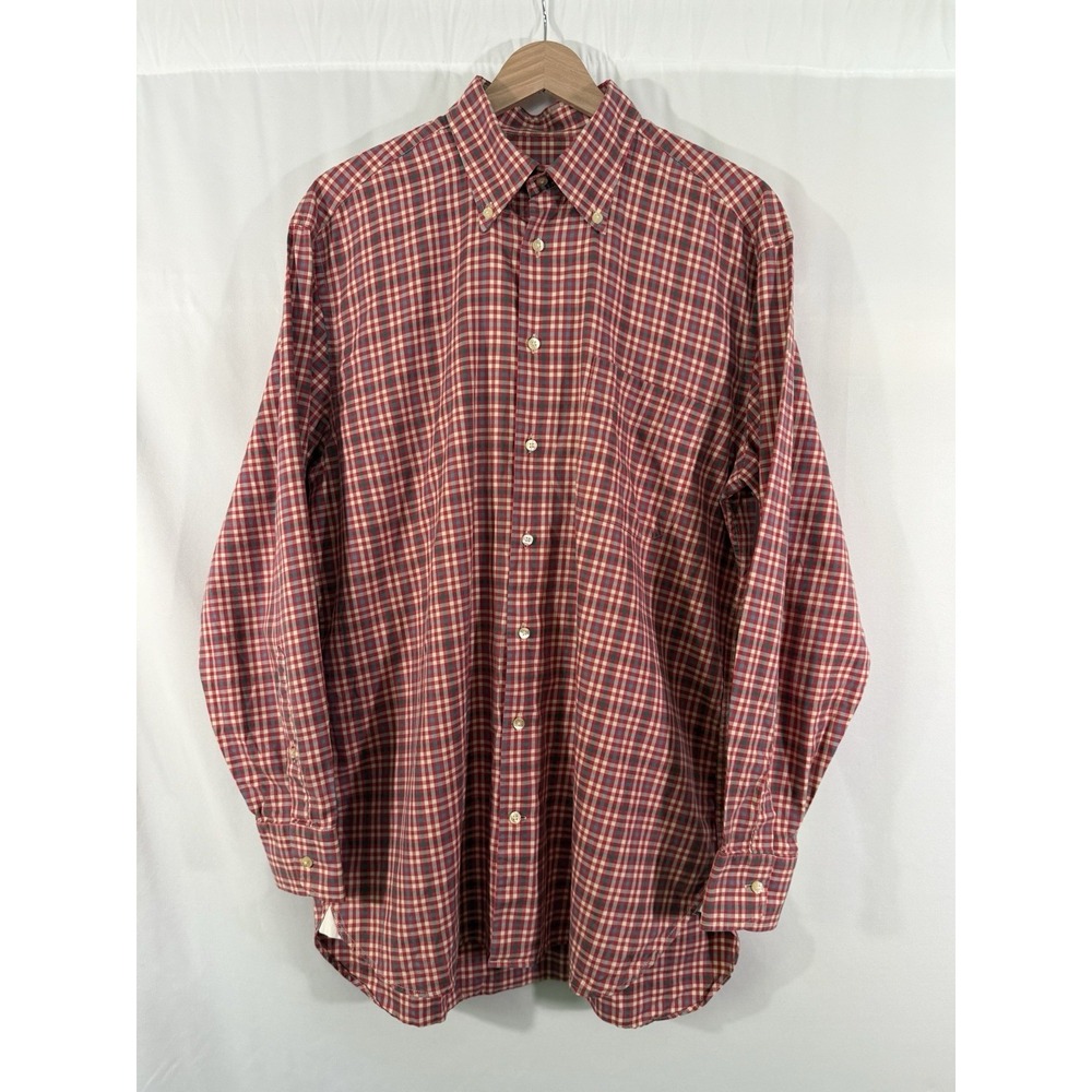 Peter Millar Plaid Flannel Long Sleeve Button Down Shirt 100% Cotton Mens‎ M